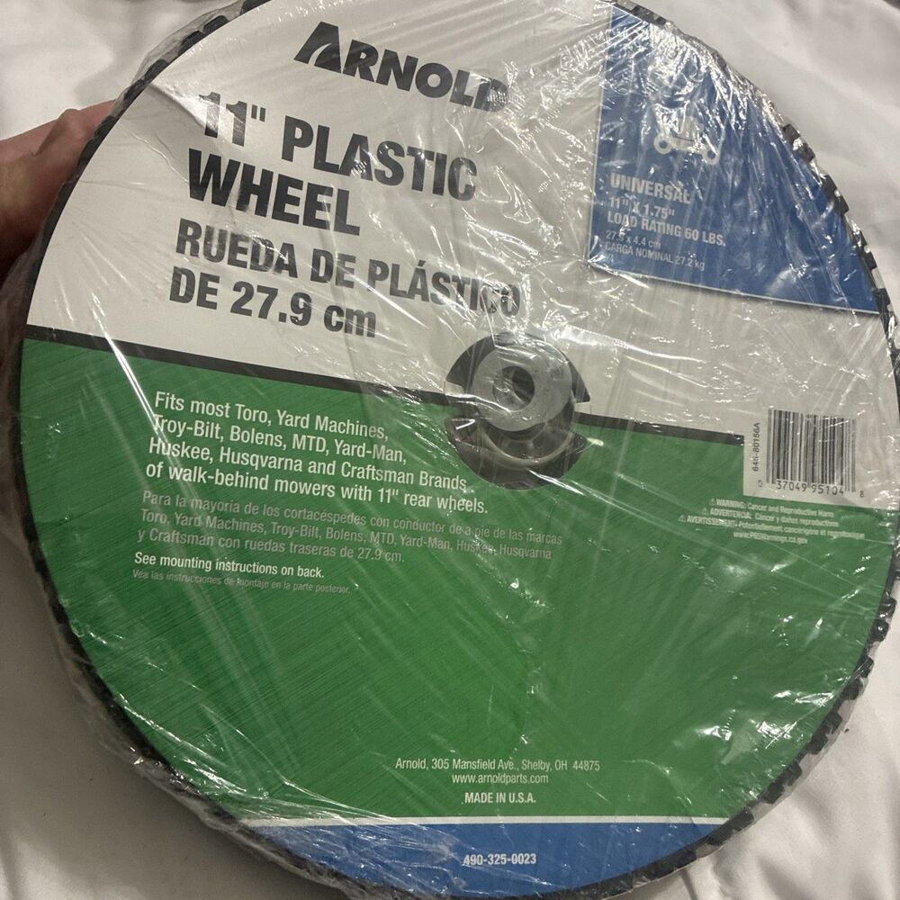 Arnold 490-325-0023 11" x 1.75" Universal Plastic Wheel Fits MTD Craftsman Toro